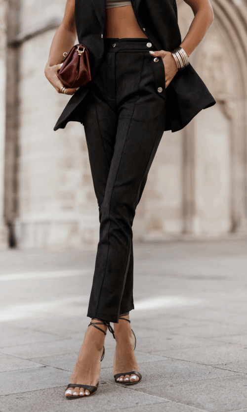 Zamszowe cygaretki KIRA czarne