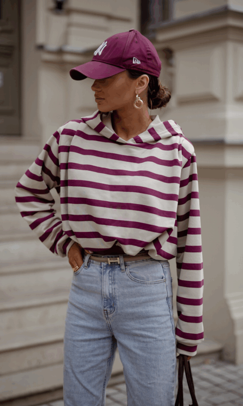 Bluza ERITH paski beż i bordo