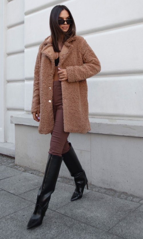 Płaszcz TEDDY miś Karmel