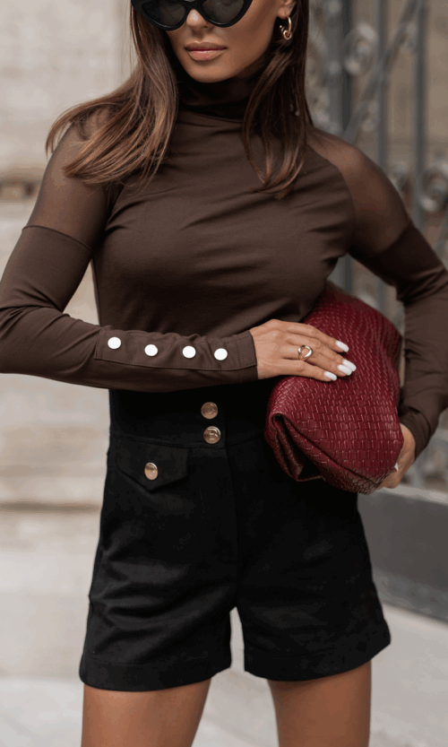 Bluzka/golfik ze złotymi napami Brąz