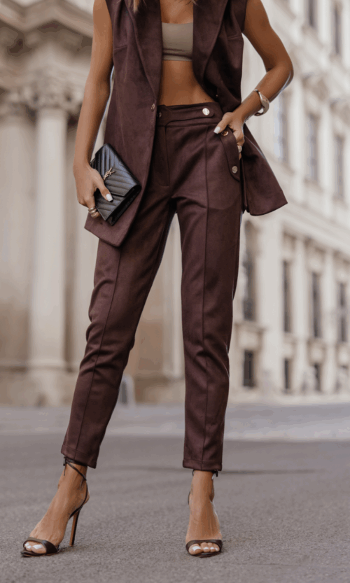 Zamszowe cygaretki KIRA brązowe